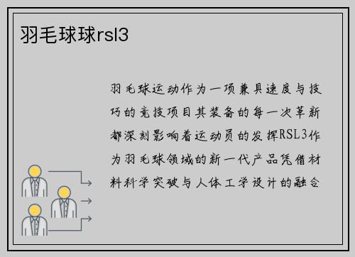 羽毛球球rsl3